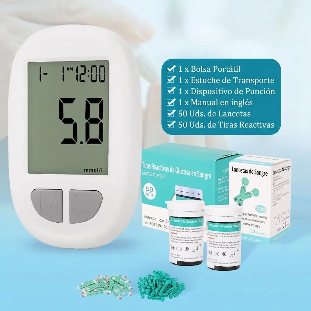 Kit Medidor de Glucosa Digital: conoce tu glucosa en 4 segundos, desde tu casa