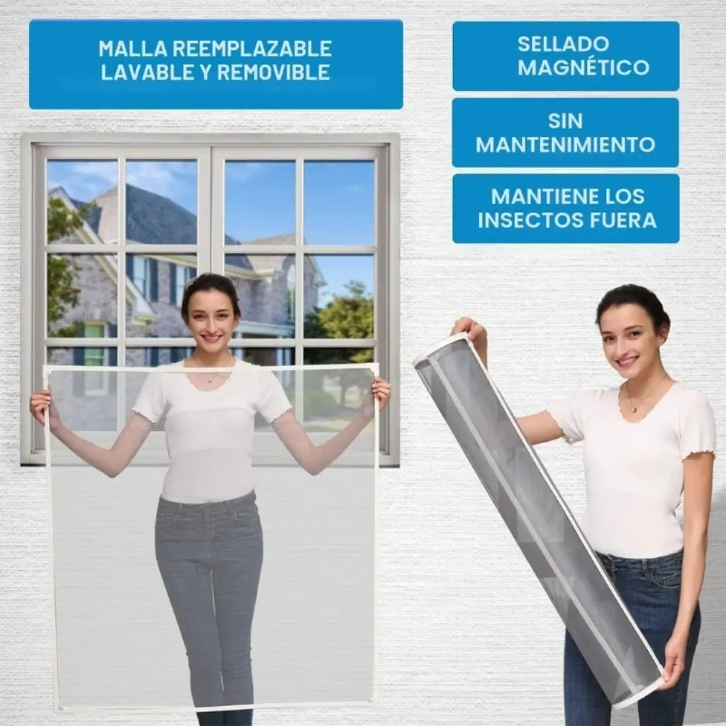 Mosquitero Magnético sin taladro — Protege tu hogar del dengue y duerme con la ventana abierta