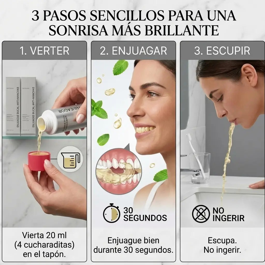 Enjuague bucal avanzado - Elimina las Manchas y el Mal Aliento al Instante