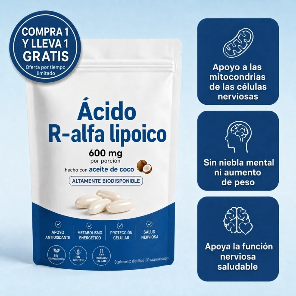 Ácido R-Alfa Lipoico Puro con Aceite de Coco MCT — El Antioxidante que Sí se Absorbe